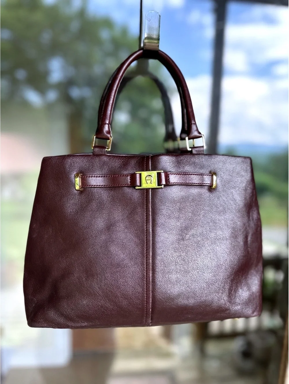 Vintage Etienne Aigner Leather Burgundy Satchel with 2 Wallets